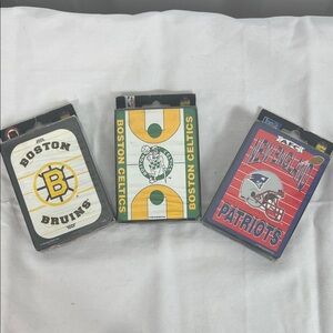Vintage NIP 3 Good Stuff Boston Teams playing cards. Celtics, Bruins, Patriots